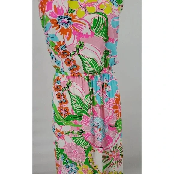 NWT Lilly Pulitzer Target Maxi Dress Size Small Nosey Posey Strapless White Pink - Picture 2 of 11